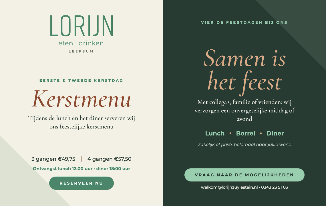 Kerstemenu bij Lorijn